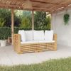 Garden Lounge Set with Cushions Solid Wood Teak