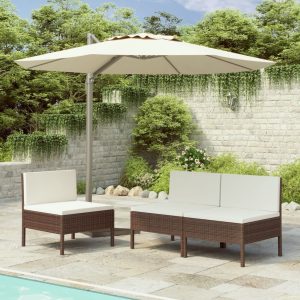 Garden Chairs 3 pcs with Cushions Poly Rattan