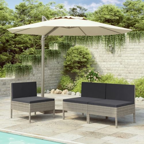 Garden Chairs 3 pcs with Cushions Poly Rattan