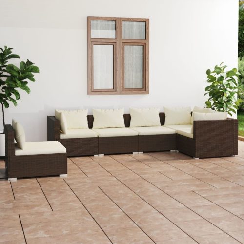 Garden Lounge Set with Cushions Poly Rattan