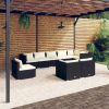 Garden Lounge Set with Cushions Poly Rattan Black