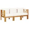 2-Seater Garden Bench with Cushions Solid Acacia Wood