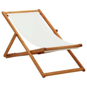 Folding Beach Chair Fabric and Wooden Frame