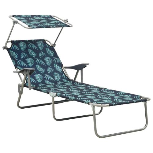 Sun Lounger with Canopy Steel