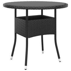 Garden Table 80x75 cm Tempered Glass and Poly Rattan