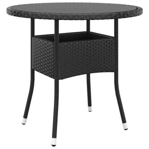 Garden Table 80×75 cm Tempered Glass and Poly Rattan