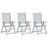 Garden Reclining Chairs Grey Solid Wood Acacia