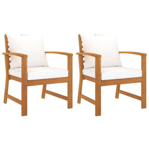 Garden Chairs 2 pcs with Cushions Solid Acacia Wood