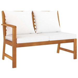 Garden Bench 114.5 cm with Cushion Solid Acacia Wood