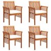 Garden Dining Chair with Cushion Solid Acacia Wood