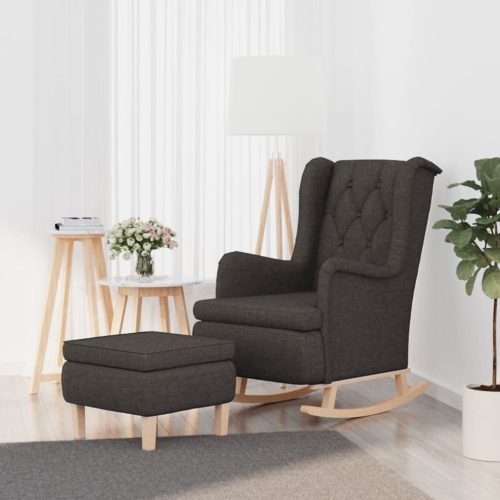 Armchair with Solid Rubber Wood Rocking Legs Fabric