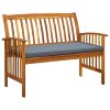 Garden Bench with Cushion Solid Acacia Wood