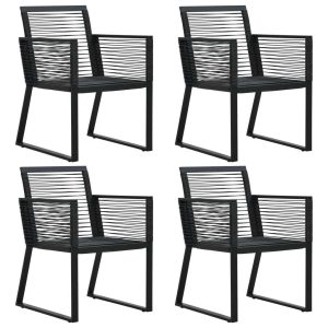 Garden Chairs Black PVC Rattan