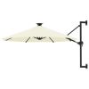 Wall-mounted Parasol with LEDs and Metal Pole 300 cm