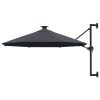 Wall-mounted Parasol with LEDs and Metal Pole 300 cm