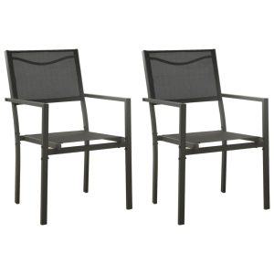 Garden Chairs Textilene and Steel Black and Anthracite