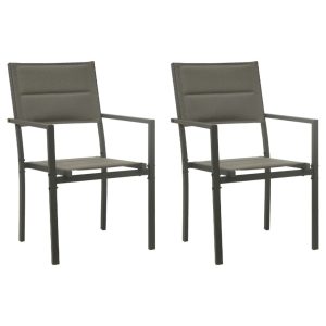 Garden Chairs Textilene and Steel Grey and Anthracite
