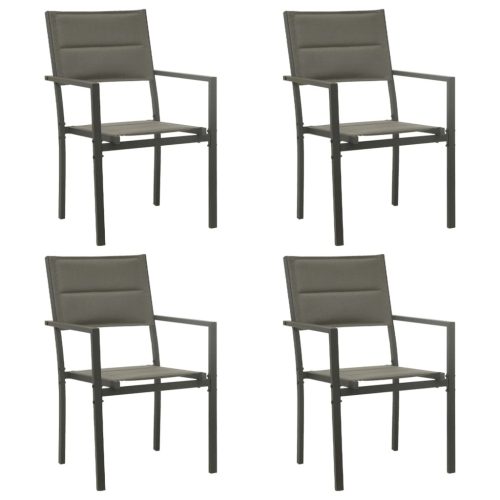 Garden Chairs Textilene and Steel Grey and Anthracite