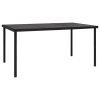 Garden Table with Glass Tabletop Black Steel