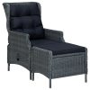 Reclining Garden Chair with Cushions Poly Rattan