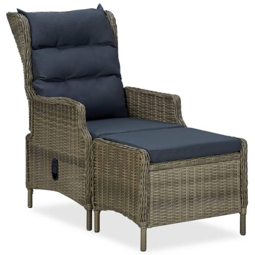 Reclining Garden Chair with Cushions Poly Rattan