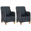 Garden Chairs with Cushions 2 pcs Poly Rattan