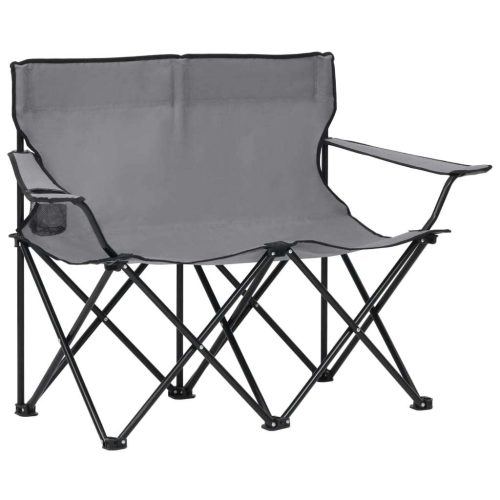 2-Seater Foldable Camping Chair Steel and Fabric