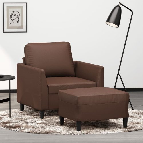 Shakopee Sofa Chair with Footstool Faux Leather
