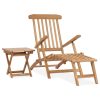 Deck Chair with Footrest Solid Teak Wood