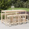 9 Piece Garden Bar Set Solid Pine Wood