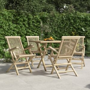 Folding Garden Chairs Grey 56x61x89 cm Solid Wood Teak