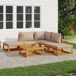 Garden Lounge Set with Cushions Solid Wood