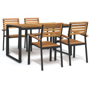 Garden Dining Set Solid Wood Acacia and Metal