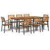Garden Dining Set Solid Wood Acacia and Metal