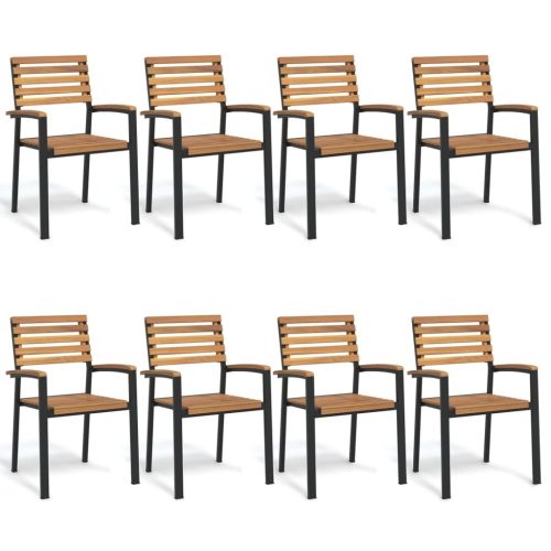 Stackable Garden Chairs Solid Wood Acacia and Metal