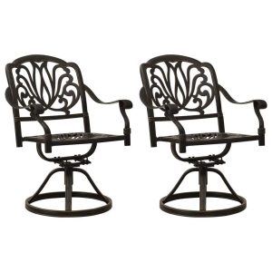 Swivel Garden Chairs 2 pcs Cast Aluminium