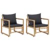 Garden Chairs 2 pcs with Cushions and Pillows Bamboo