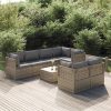 Garden Lounge Set with Cushions Grey Poly Rattan