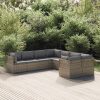 Garden Lounge Set with Cushions Grey Poly Rattan