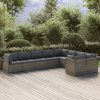 Garden Lounge Set with Cushions Grey Poly Rattan