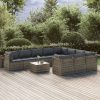 Garden Lounge Set with Cushions Grey Poly Rattan