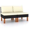 Sofa Poly Rattan and Solid Eucalyptus Wood
