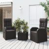 Garden Lounge Set Black Poly Rattan&Solid Wood Acacia