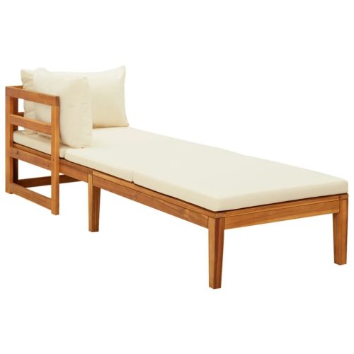 Sun Lounger with Cushions Solid Acacia Wood