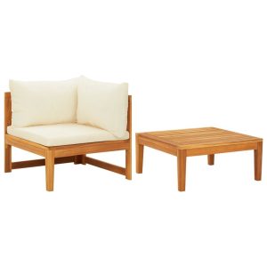 2 Piece Garden Lounge Set with Cushions Acacia Wood