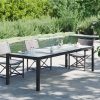 Garden Table 250x100x75 cm Tempered Glass and Poly Rattan