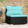 Garden Middle Sofa with Cushions Poly Rattan