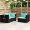 3 Piece Garden Lounge Set with Cushions Poly Rattan