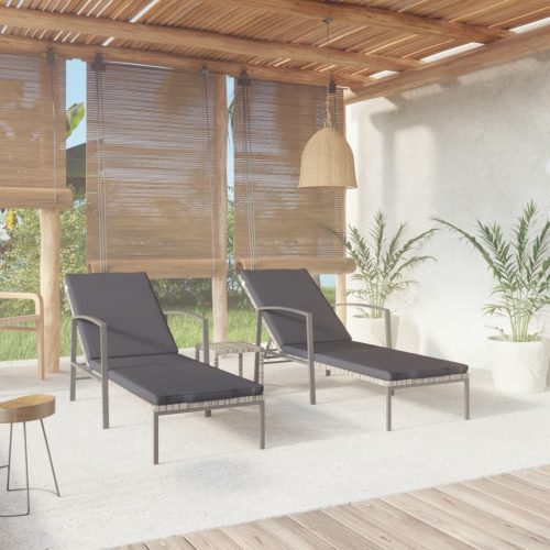 Sun Loungers 2 pcs with Table Poly Rattan
