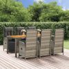 Garden Dining Set with Cushions Grey Poly Rattan
